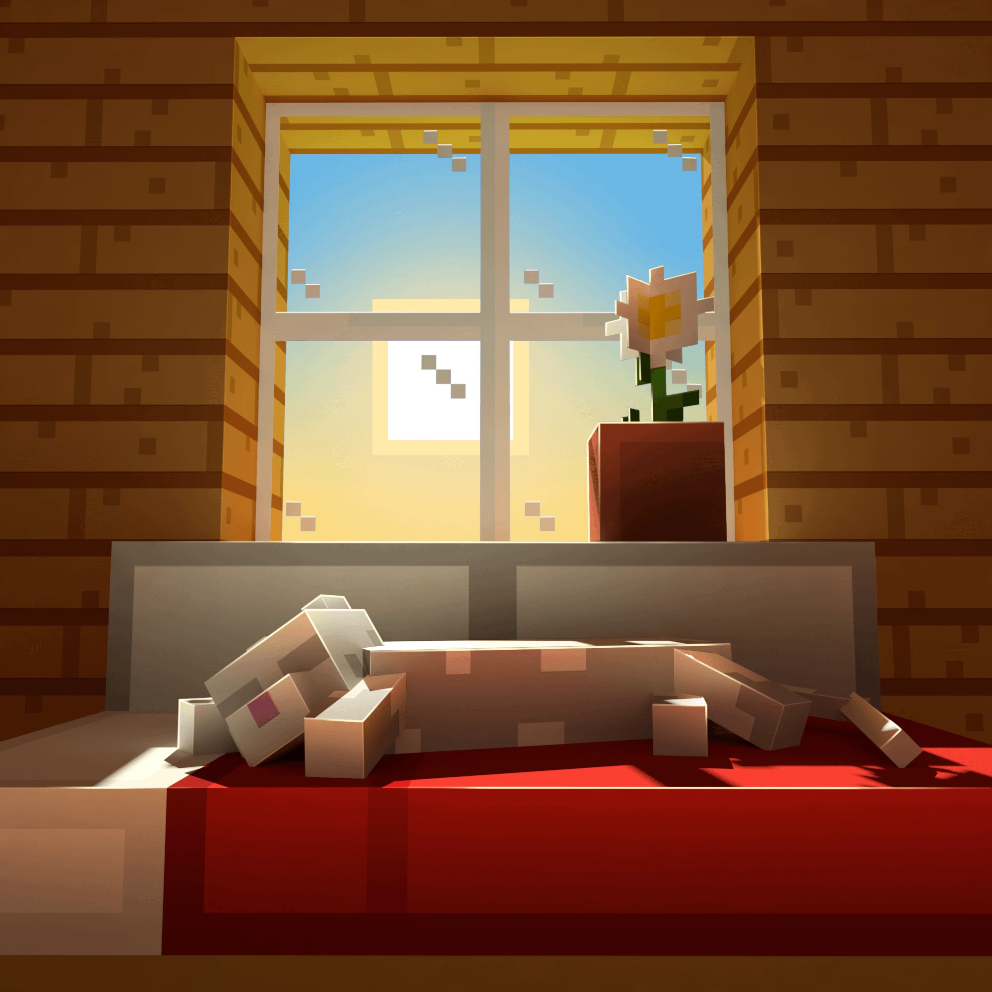 Minecraft cat with shaders
